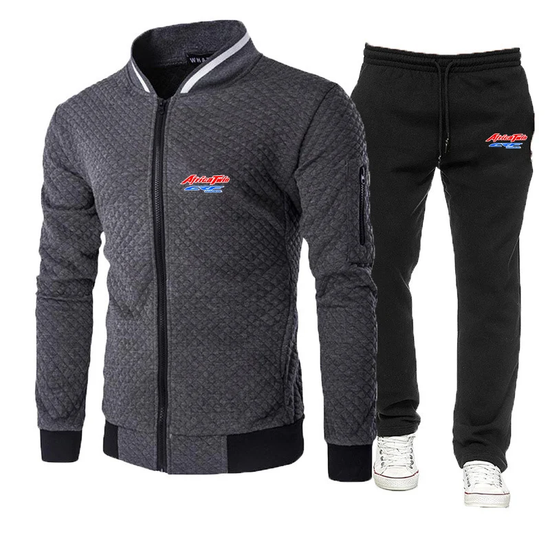 Africa Twin Crf 1000 L Crf1000 New Man Spring Slim-fit Suit Round Neck Zip Hoodie Coat+Pants Quality Classic Runing 2 Piece Set