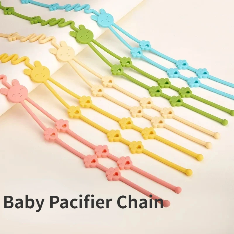 Baby Silicone Toy Straps for Teether Anti-lost Adjustable Cartoon Pacifier Chain Baby Silicon Nipple Holder Stroller Accessories