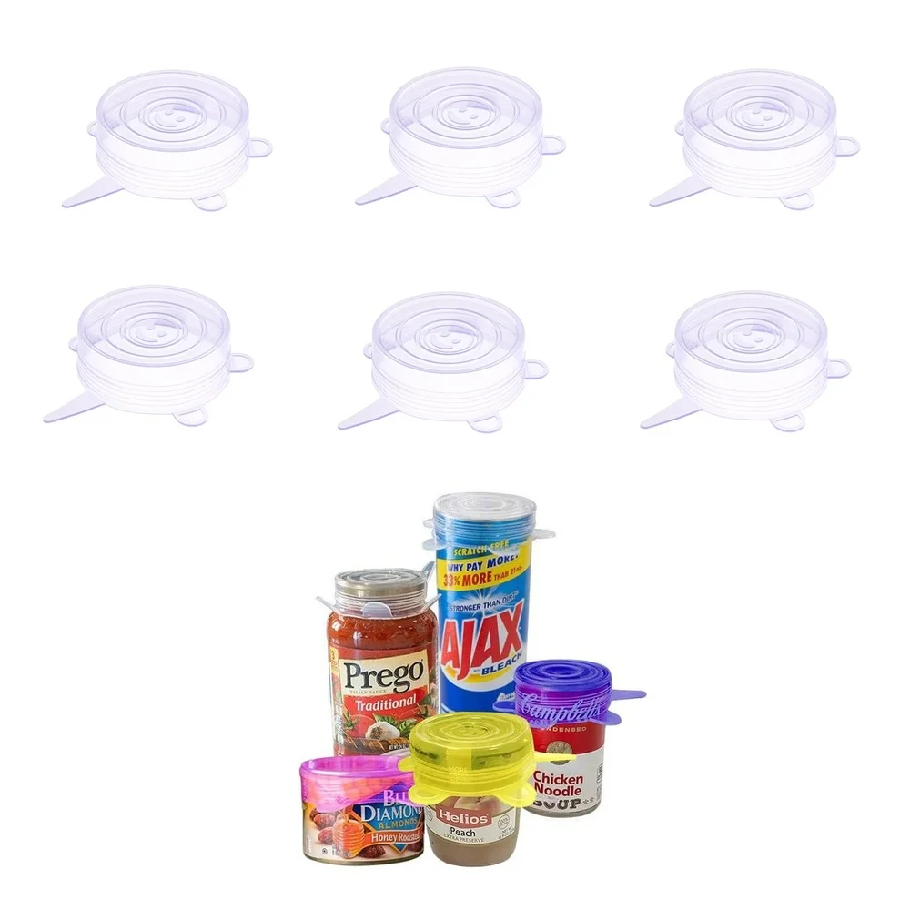 Silicone Can Covers Small Silicone Stretch Lids 6pcs Silicone Jar Lids Food Safe Lids for Yogurt Jars Bowls 2.6 Inch  Reusable