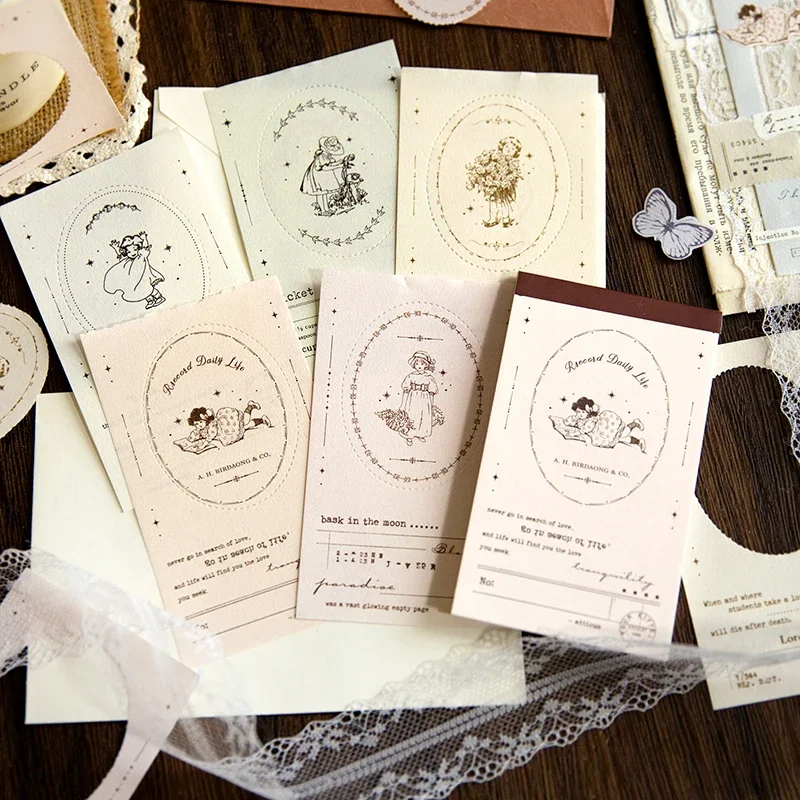 

50Pcs Material Base Plant Collage Paper Note DIY Pad Literary School Supplies Memo Background Scrapbooking 155*75MM
