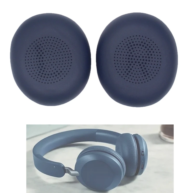 1 Pair Earpads Replace Protein Leather Earpads Ear Cushion Sponge Earmuffs for JABRA Elite 45h/Evolve 2 65