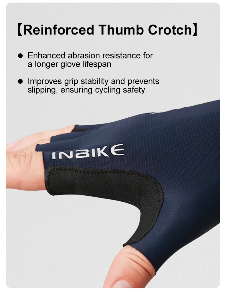 INBIKE Fahrradhandschuhe mit halben Fingern für Männer und Frauen, atmungsaktiver Handgelenkschutz, gepolsterte Fahrradhandschuhe – Detail 7