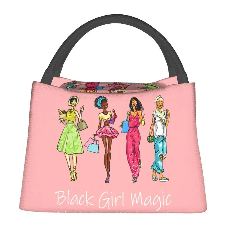 Insulated Lunch Bag Resuable Cooler Thermal Lunch Tote Work Picnic Food Tote Bags Black Girl Magic African Women