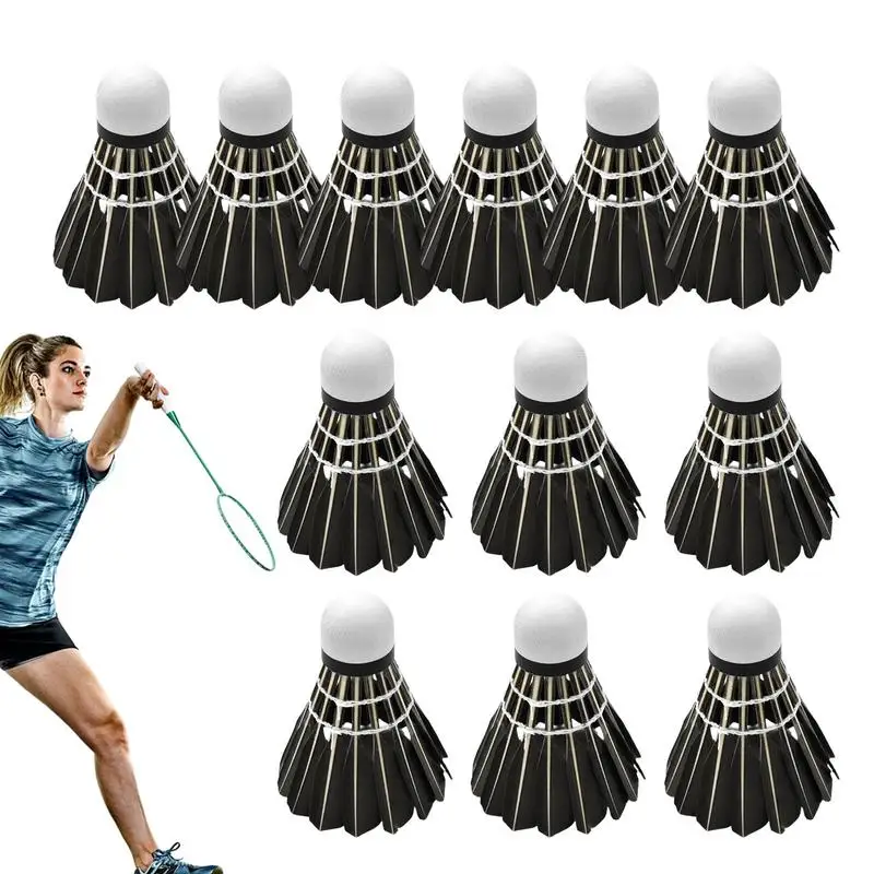 

Badminton Shuttlecocks 12PCS Gooses Feather Shuttlecock Durable Badminton Trainer Ball For Stable Hitting Practice Beach Racket