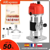 800W Electric Wood Router Woodworking Electric Trimmer  Engraving Slotting Trimming Carving Router With 6.35mm Milling Cutter 1