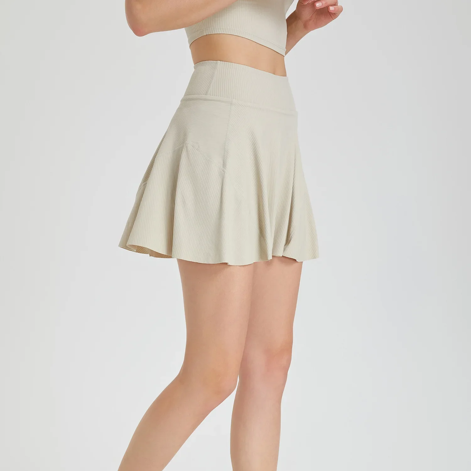 Women Tennis Skirts Textured Sports Shorts Fake Two Pieces Badminton Short Skorts Elastic Gym Fitness Running Skirts With Pocket