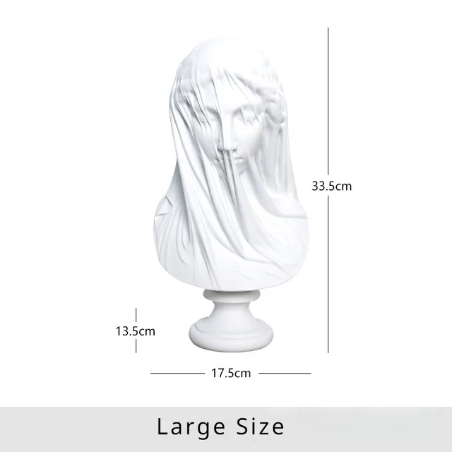 Statue de déesse grecque, buste de dame voilée, cadeaux classiques de la mythologie romaine, Sculpture de jeune fille, décorations d'étagère de bureau pour salon de maison 5