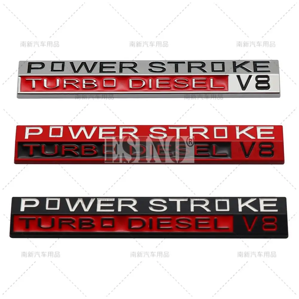 

Car Styling 3D Power Stroke Turbo Diesel V8 Metal Adhesive Emblem Rear Trunk Badge Fender Sticker Body Decal for Ford F150 F350