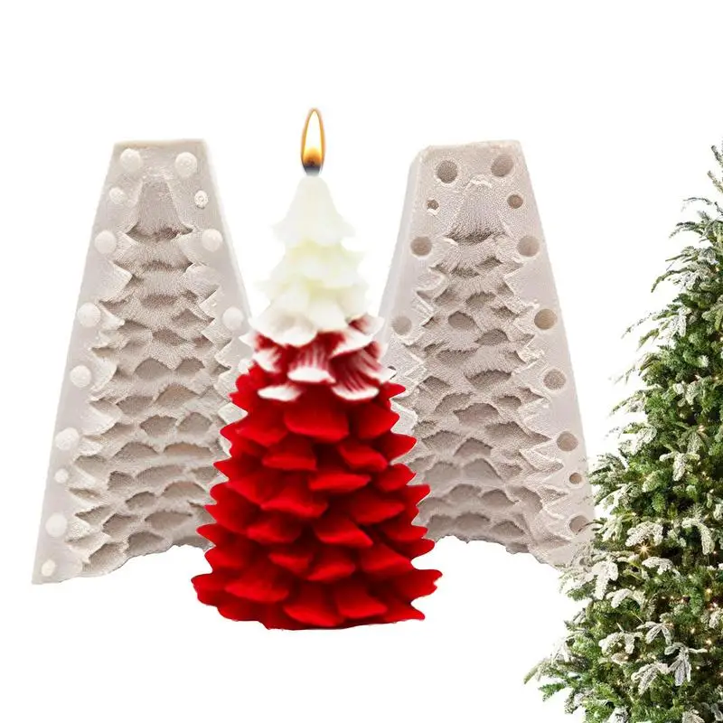 

3D Candle Making Molds Christmas Tree Silicone Mold Reusable Xmas Tree Biscuit Candy Jelly Baking Tool Festival Soap Candle Gift