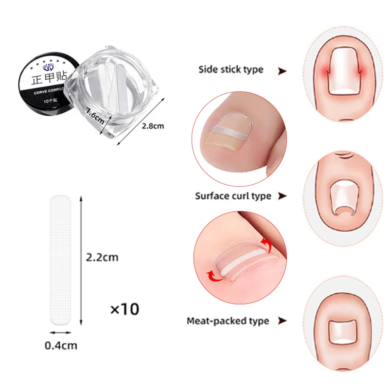 

10pcs Ingrown Toe Nail Treatment Ingrown Toenail Correction Tool Elastic Patch Sticker Straightening Clip Brace Pedicure Tools