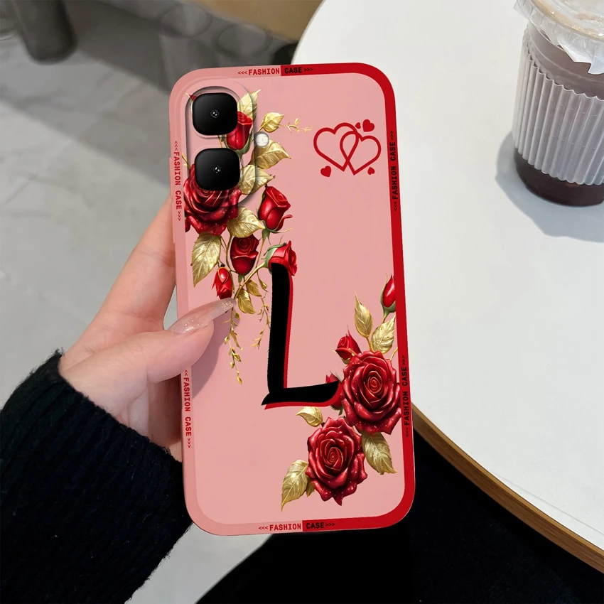 Rose Flower Letter Matte Silicone Shockproof Protective Phone Case