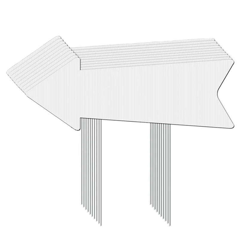AFOURT-Directional Arrows Signs With Stakes, 4 Pack Blank Yard Signs Plastic Parking Signs With Arrows Outdoor Lawn Guidepost Du