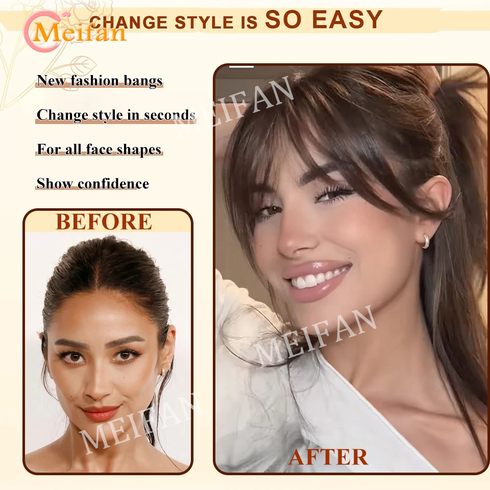 Lightweight Air Bangs Middle Part Natural Front Forehead Invisible Hair Patch for Women French Bangs hair bangs