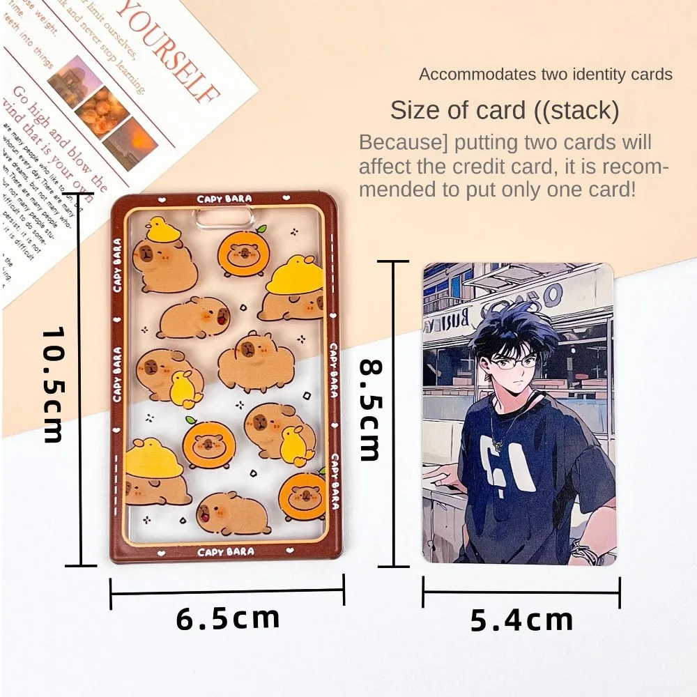 Cute Cartoon Capybara Photocard Holder Transparent Keychain Idol Card Collect Organizer with Lanyard ID Holders Photo Storage