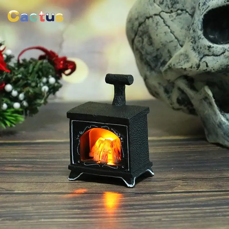 1Pcs 112 Dollhouse Miniature Simulation Illuminated Fireplace Model
