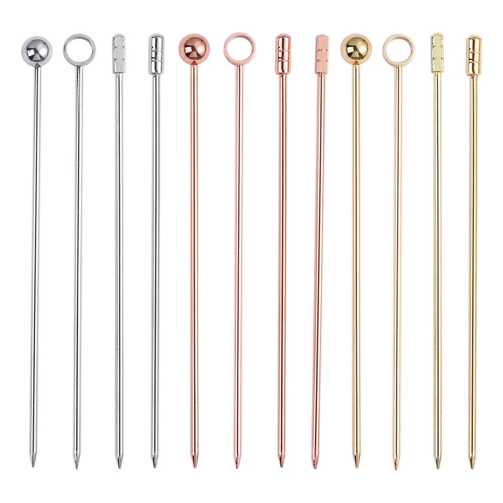 Stainless Steel Cocktail Sticks 5Pcs Fruit Sticks Reusable Drink Picks Toothpicks for Drinks