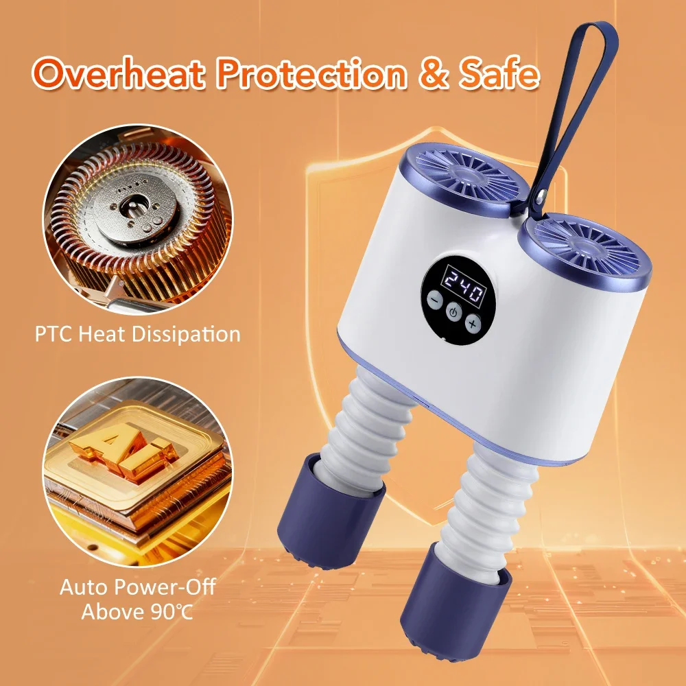 Portable Shoe Dryer with Fan Heater Intelligent Quick-Drying Ski Boot Dryer with Timer Boot Dryer for Work Boots Sneakers Socks 3
