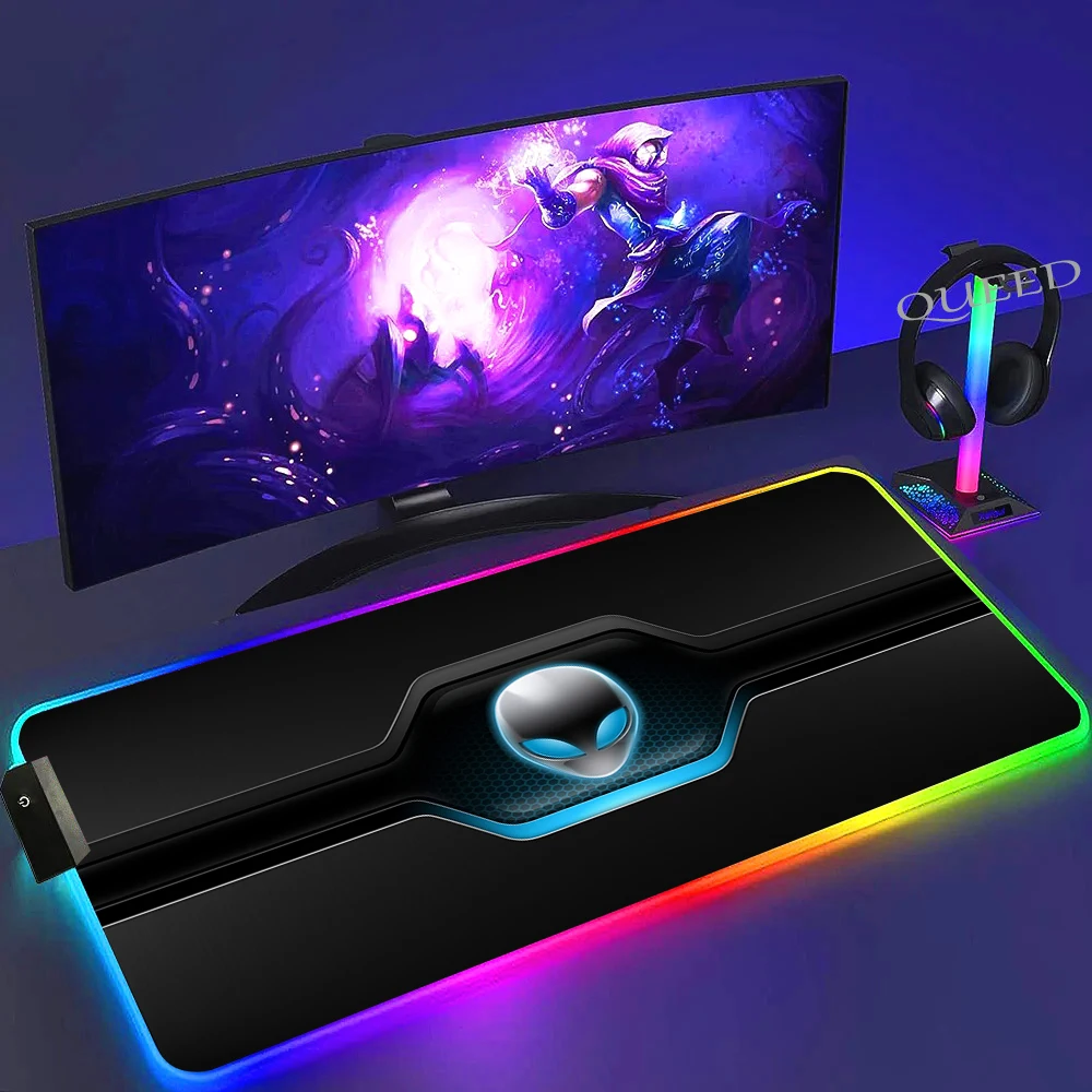 Luminescence RGB Black Large Gaming Mouse Pad - Colorful Desk Mat