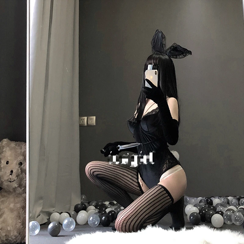 Ladies Cosplay Bunny Girl Suits Corduroy Cute Party Dresses Roleplay Lingerie Rabbit Ears Bodysuit Women Sexy Halloween Costumes