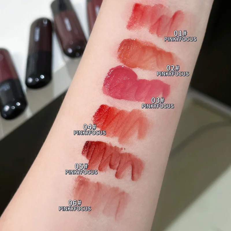 Red Brown Mirror Lip Glaze Water Light Moisturizing Non-stick Cup Highly Pigmented Red Liquid Lipstick Lip Tint Makeup Cosmetics