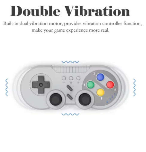 Ergonomic Gray Gaming Controller with Turbo & Motion Vibration Compatible for Switch OLED PC SNES - Motion Controlled Video Game - 6