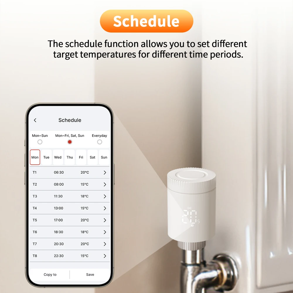 temperature control settings on zigbee radiator valve