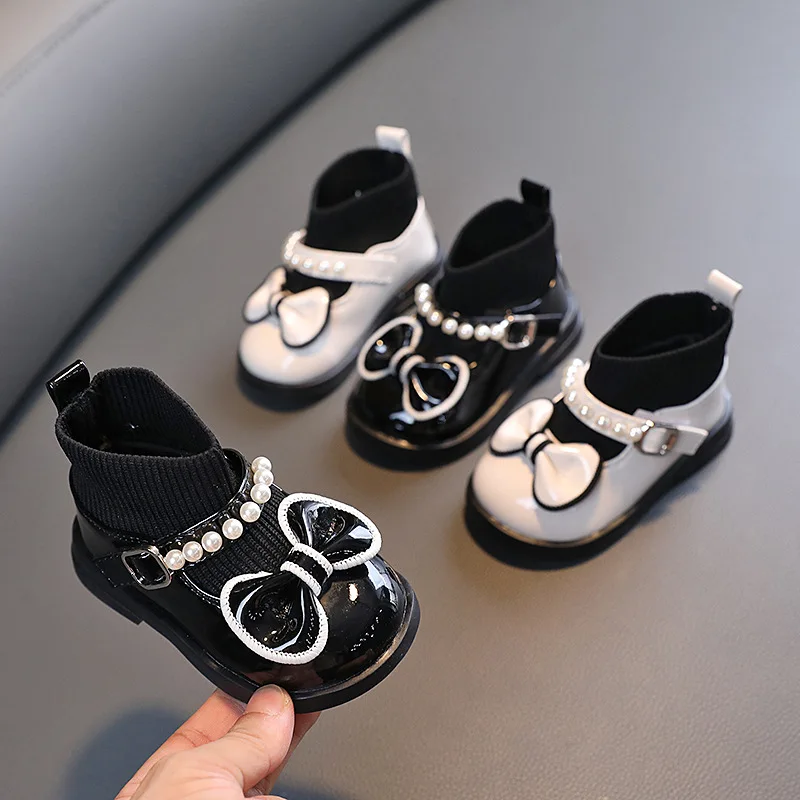 

Baby Autumn Butterfly-knot Fashion Boots Non-slip Toddler Kids Winter Boots for Little Girls Shoes Ankle Kids Socks Boots