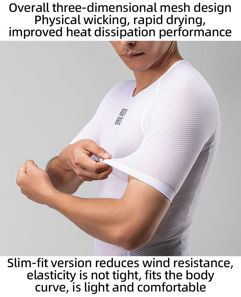 ROCKBROS Sommer Herren Fahrrad-T-Shirts Atmungsaktiv Schnelltrocknend Bike Kurzarm-Tops Sport MTB Rennrad Kurzarm-Basis-Shirts für Männer – Detail 5
