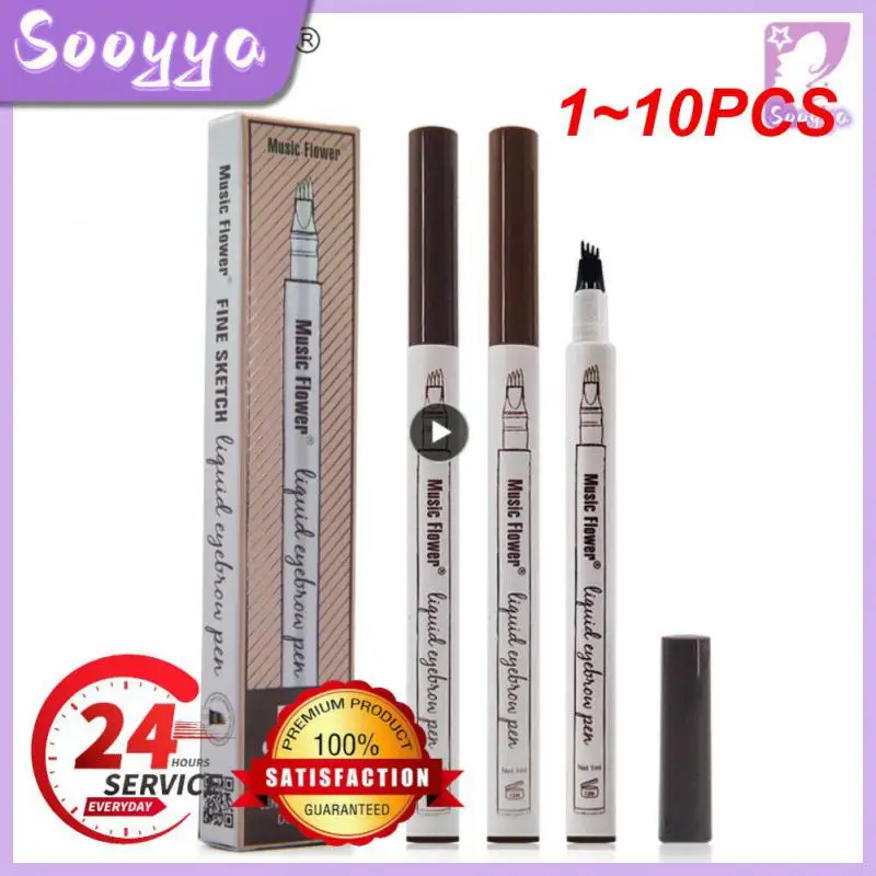 

1~10PCS Music Flower 4 colors microblading eyebrow tattoo pen Tint Natural Long Lasting Waterproof Brown Fork tip Eyebrow Pencil