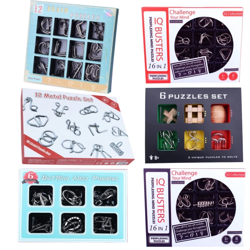 3D Metal Puzzles Set Luban Kong Ming Lock Brain Teasers Adult Leisure Decompression Game Early Education Puzzles Kids Toys 5 book new edition of hong kong longman primary school english textbook longman welcome to english storybook education toys