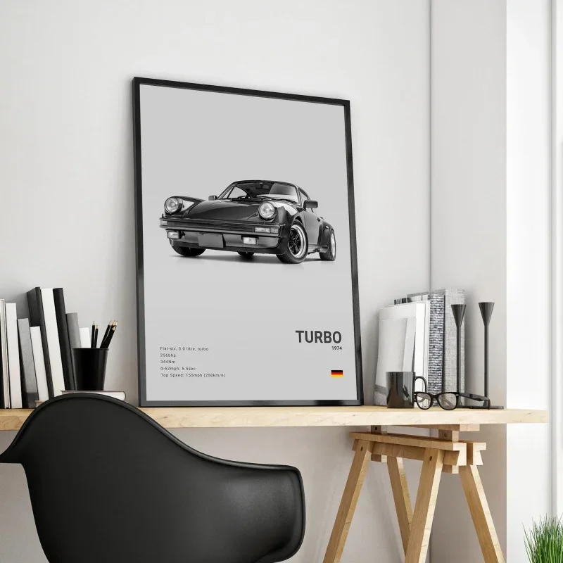 Black & White German Sports Car Canvas 5