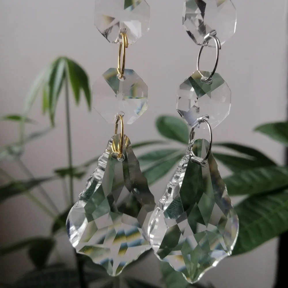 thumbnail image 2 of Nuptio 20 Pcs Crystal Teardrop Prisms - 38mm Maple Leaf Style For Chandeliers & Decor 2 of 11