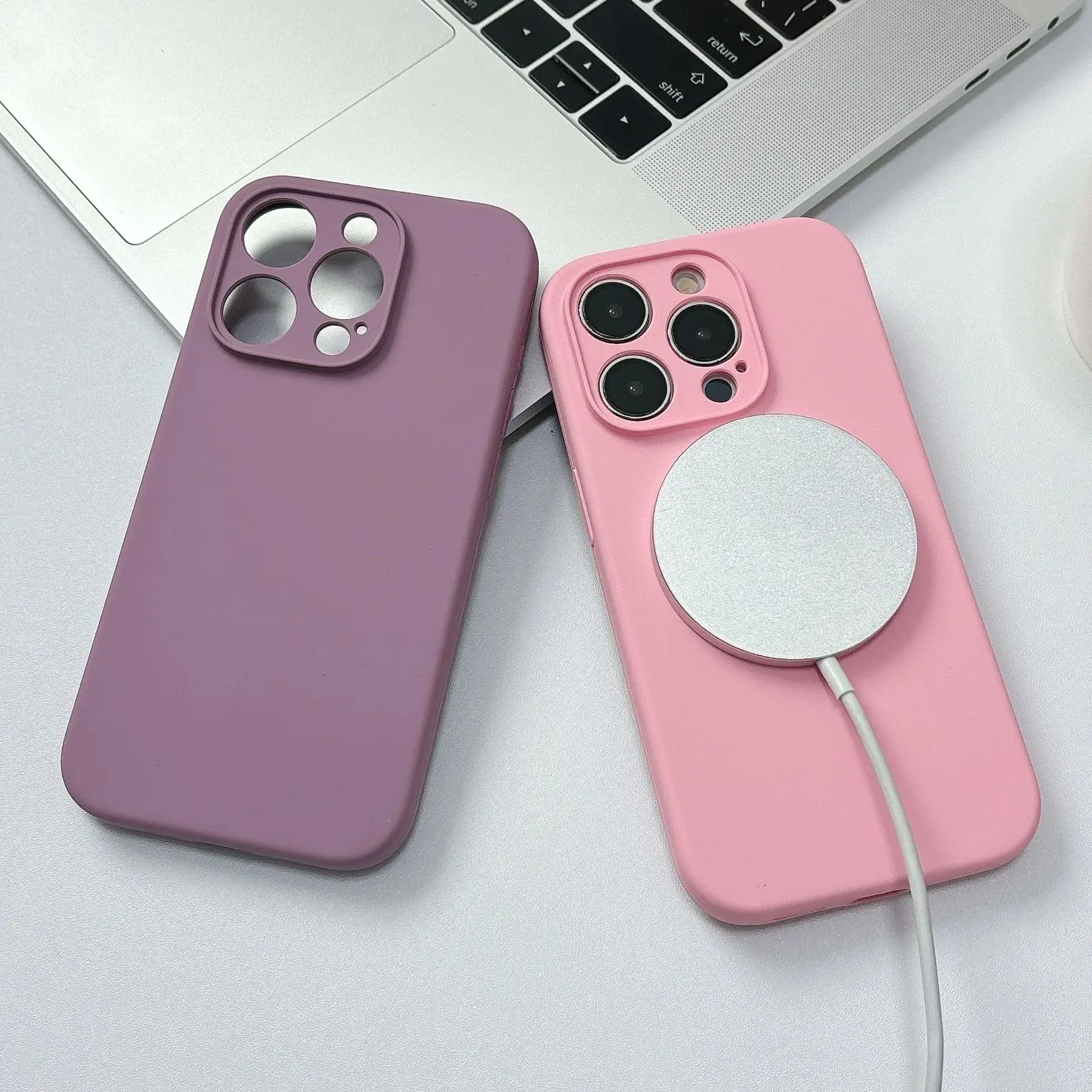 Premium Liquid Silicone MagSafe-Compatible Phone Case with Built-in Wireless Charging Magnet