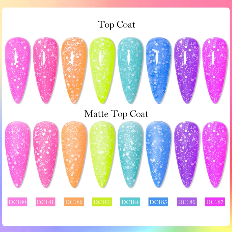 8PCS/Set Neon Snowflake Nail Glitter Sequins Gel Kit Nail Polish UV Semi Permanent Nail Art White Sequins Varnish Manicure Set 2