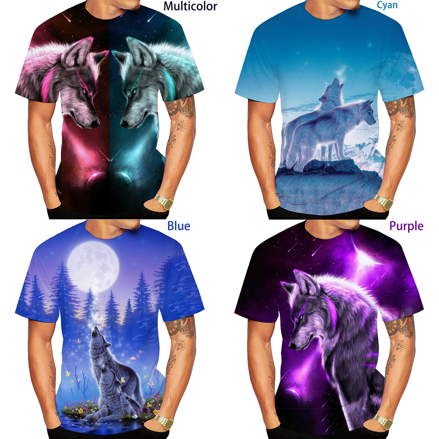 

Newest Fashion 3D Printing Moon Wolf TShirt Cool Short Sleeved Tees Men/Women Pullover Tops Unisex Hot Summer T Shirt