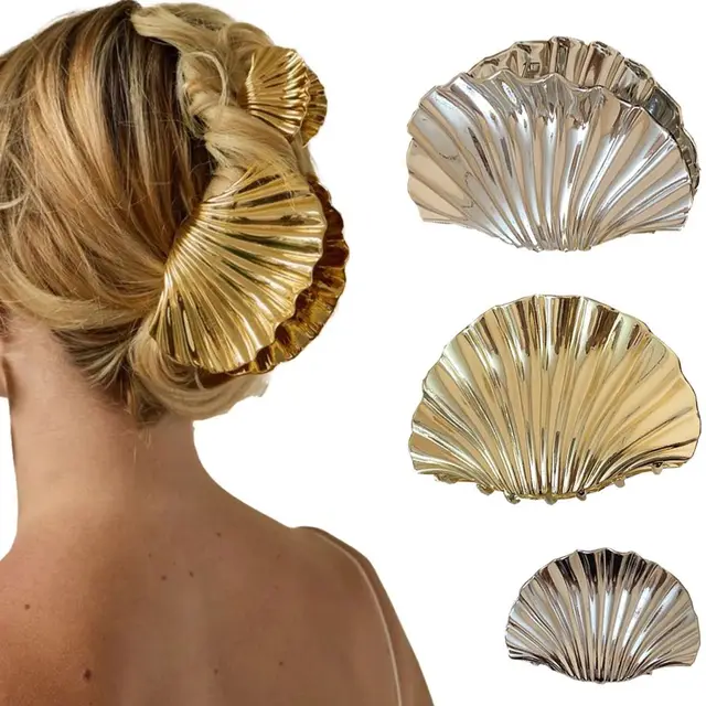 Metal Irregular Texture Shell Shape Hair Claw Clips for Women Girls Hairclip Ponytail Hair Pins Fashion Hair Accessories