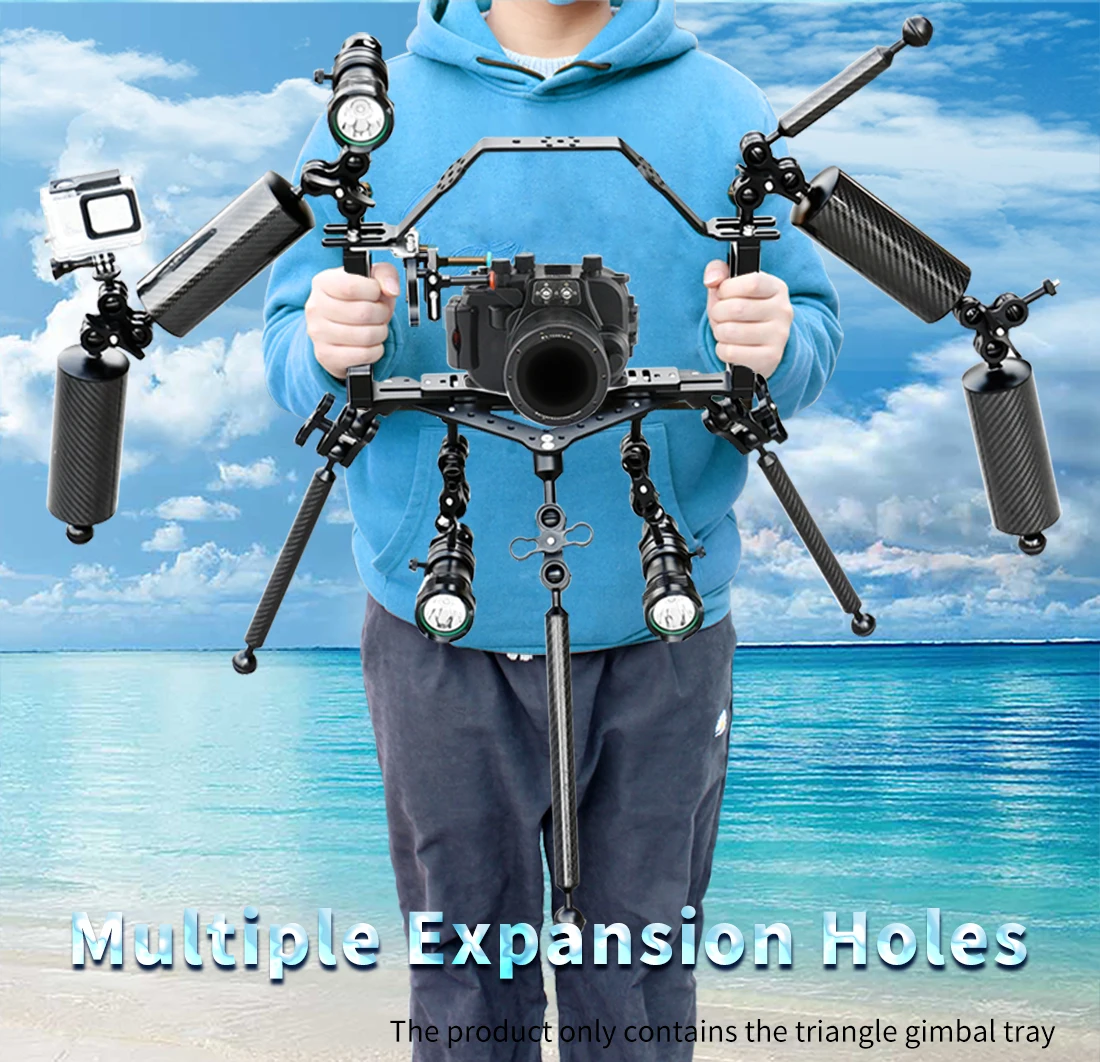 Description Picture 5 of itemDiving Tray Rig Video Triangular Stabilizer Gimbal Tripod Base Bracket SLR Camera Underwater Photography Light Stand Tripod Base