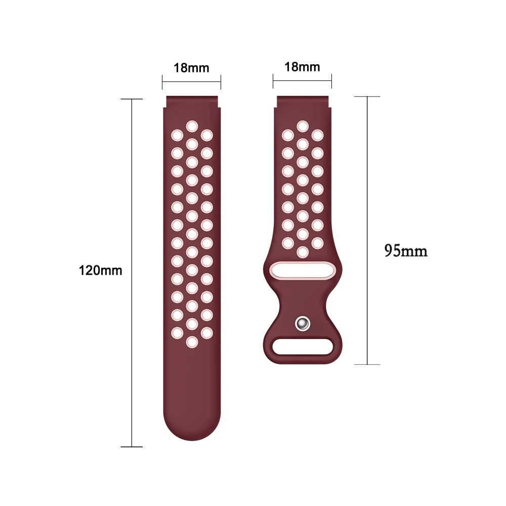 18mm Two-Tone Breathable Silicone Watch Strap with Butterfly Clasp