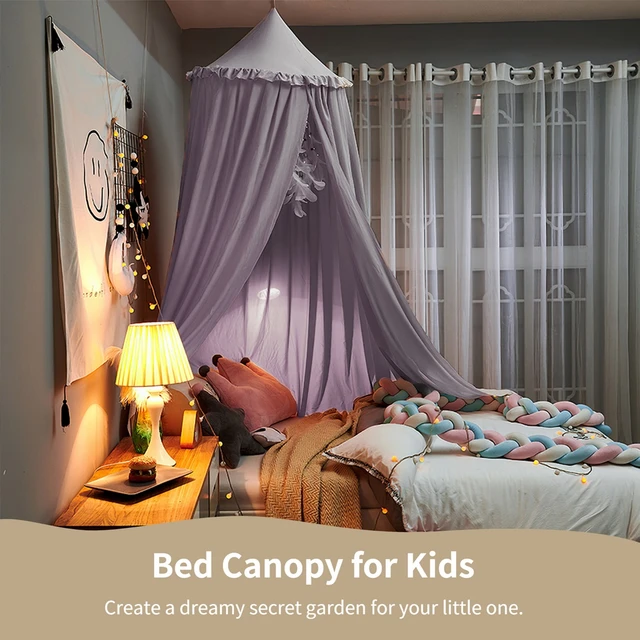 Bed Canopy For Kids Large Castle Tent Canopy Grey Hanging Frills Ceiling  Canopy For Toddler Children'S Room Crib Decoration - AliExpress