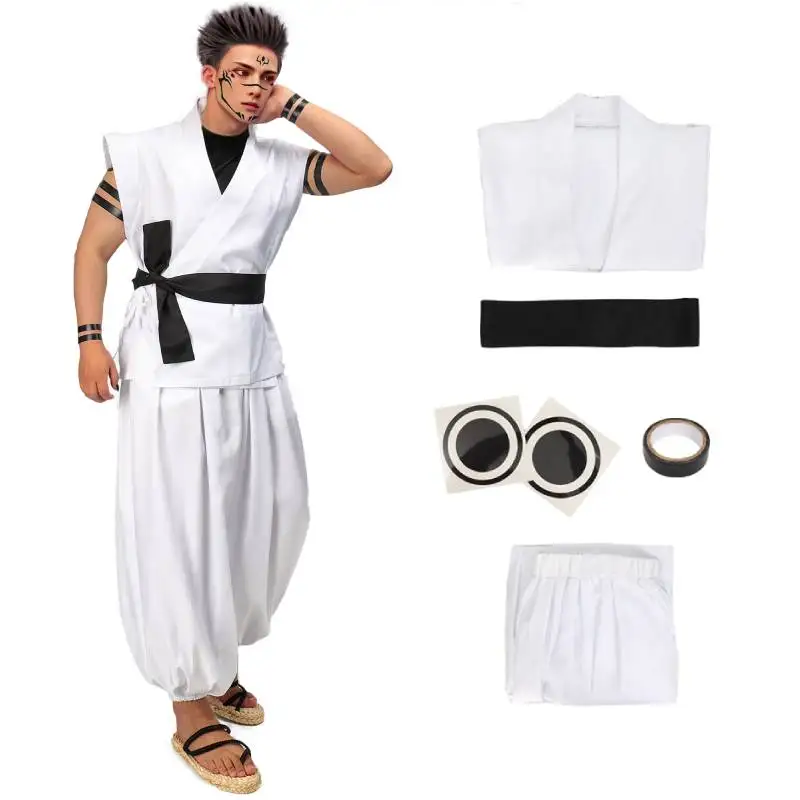DAZCOS-Ryomen-Sukuna-Costume-White-Kung-Fu-Suit-with-Tattoo-Stickers ...