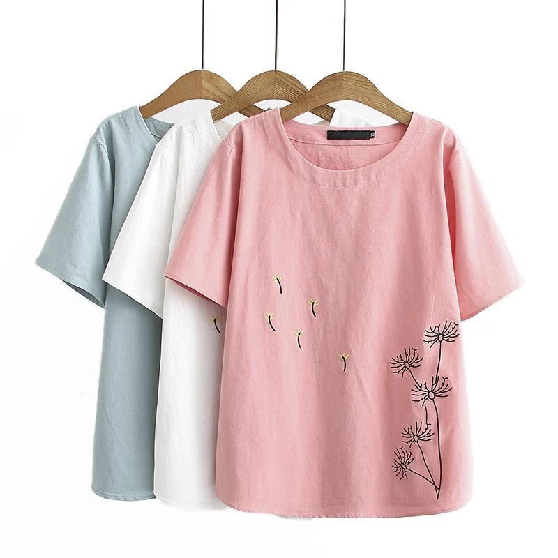 2022 Summer New Fashion 50% Cotton T Shirt Woman O Neck Short Sleeve T-shirt Woman Korean Style Plus Size Shirt Women Shirts Top custom t shirts