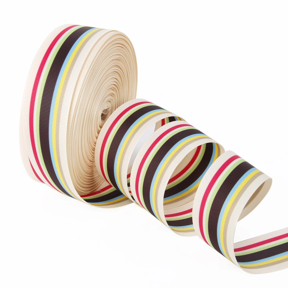 5 Yards 38mm Stripe Printed Grosgrain Ribbon Gift Wrap Decoration Double Side Ribbons DIY Hair Bows Craft,5Yc2215