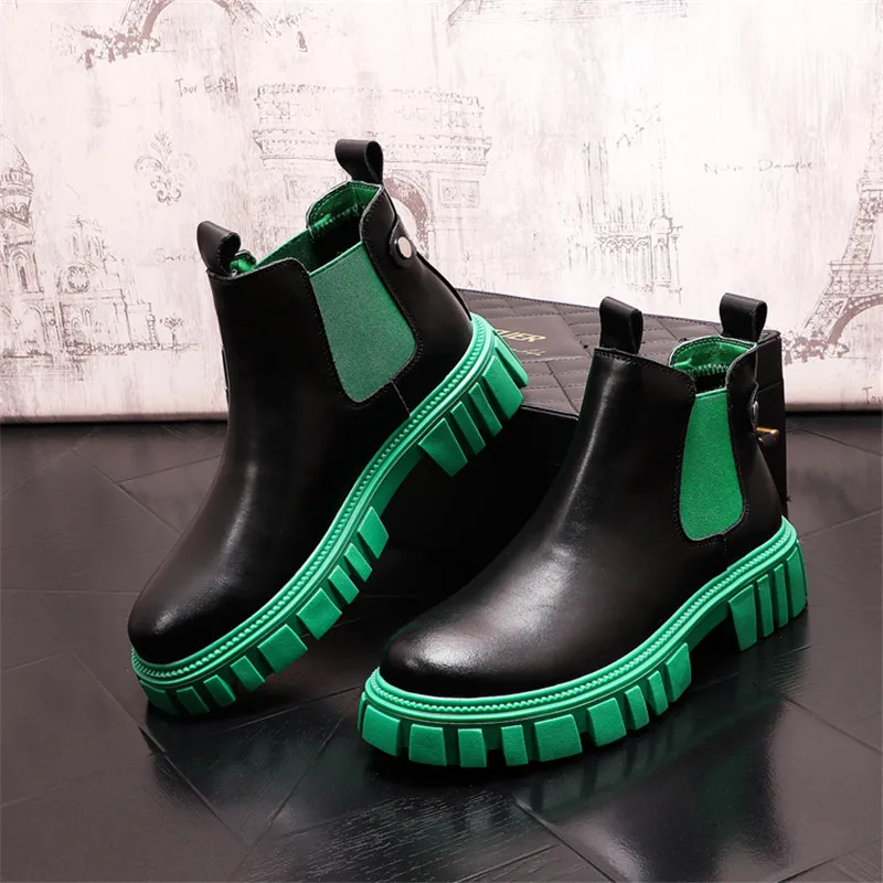 Fashion New Leather Men Casual high tops Shoes motorcycle boots Chelsea boots Young man work Zapatillas Hombre