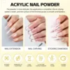 Coscelia Nail Starter Kit with 3PCS Acrylic Powder and Rose Cuticle Oil 3D Nail Mold Glass Cup Nail Art Pen Brush Nail Art Tools 4