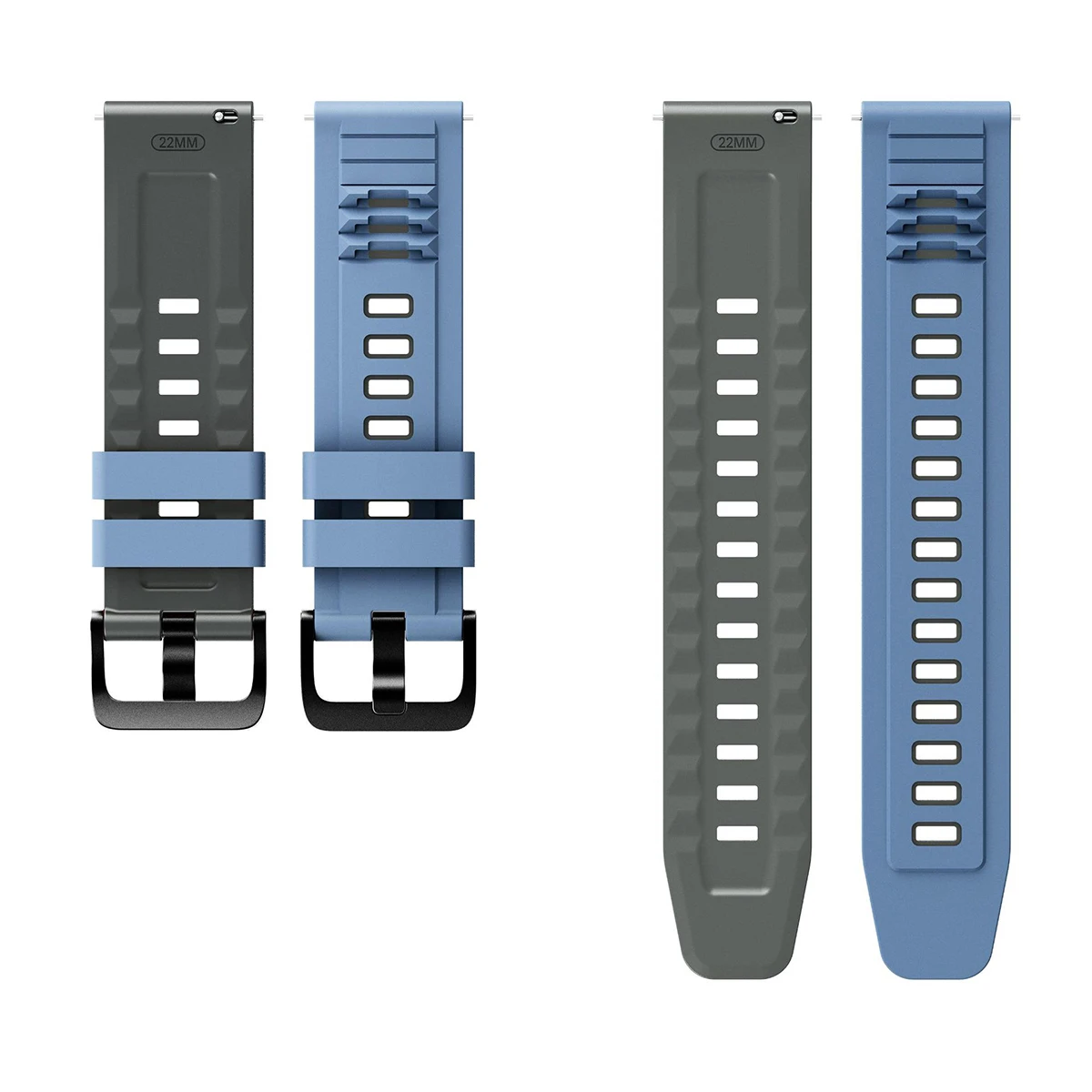 Durable 22mm Sport Silicone Watch Strap - Soft and Comfortable Fitness Band