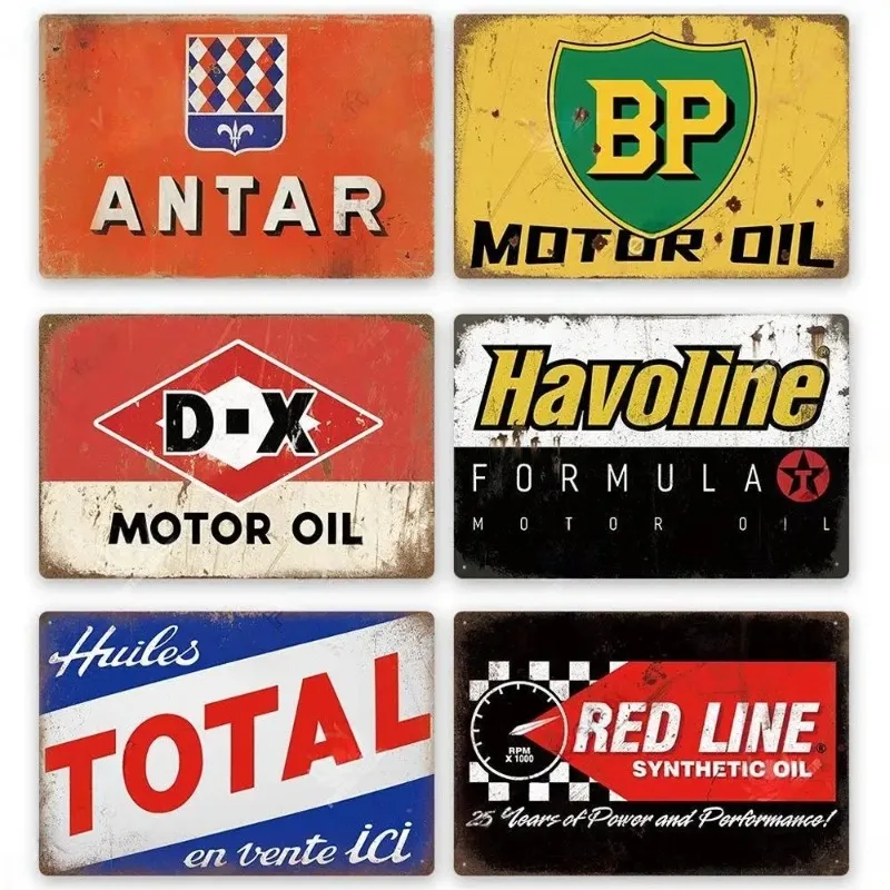Metal Wall Signs Engine Oil Vintage Tin Poster Decor for Garage Gas Station Man Cave Club Bar Home Room