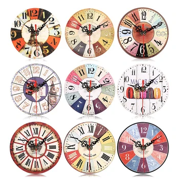 Orologio in legno orologio da parete rotondo Vintage orologio rotondo in legno orologio da parete in legno antico orologio da parete per la decorazione domestica nuovo ufficio 1