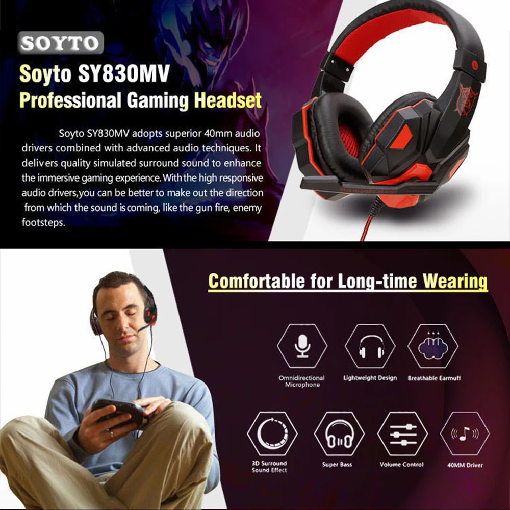 3.5mm 유선 게이밍 헤드폰(마이크 포함) 120 ° PS4, PS5, Xbox, 스마트폰, 노트북용 조절 가능한 PC 베이스 스테레오 게이머 헤드셋