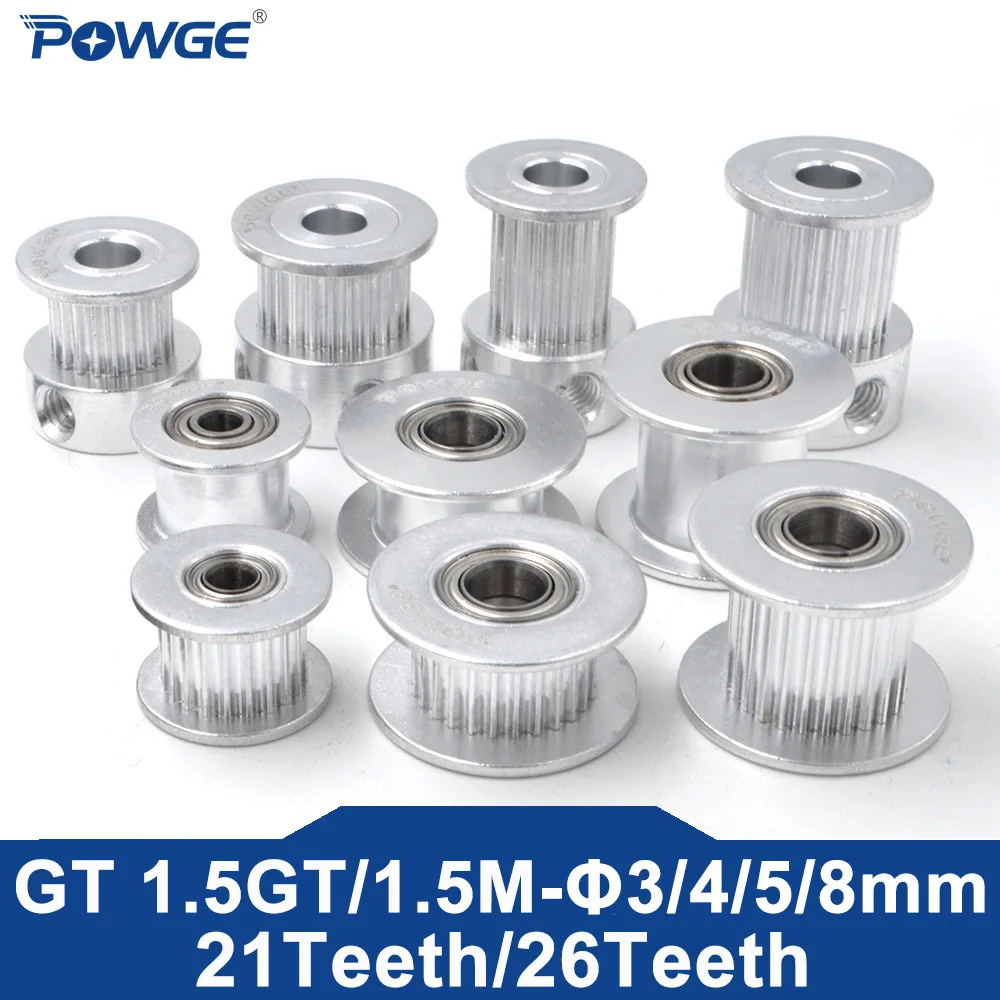 GT 21 26 teeth 1.5GT 1.5M Timing Pulley Idler Bore 3/4/5/8mm for belt width 6/9/10mm 21T 26T small backlash 3D Printer
