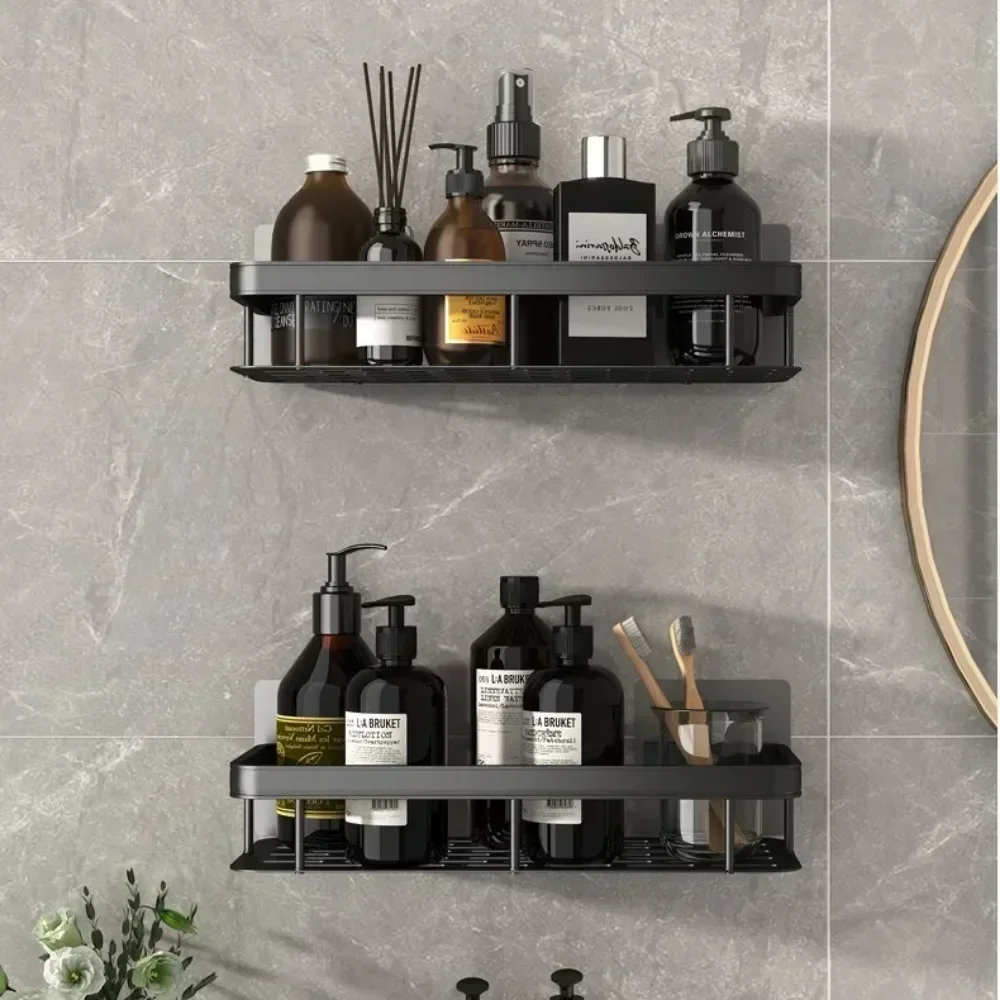 Wall Mount Bathroom Storage Shampoo Makeup Storage Holder Bathroom Accessories No Drilling Wall Shelf Shower Holder for WC 4